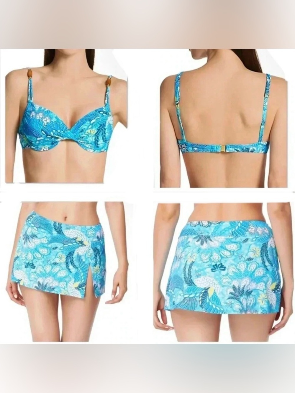 Bleu Rod Beattie Paradise Found Underwire Molded Swimsuit Set Size 4